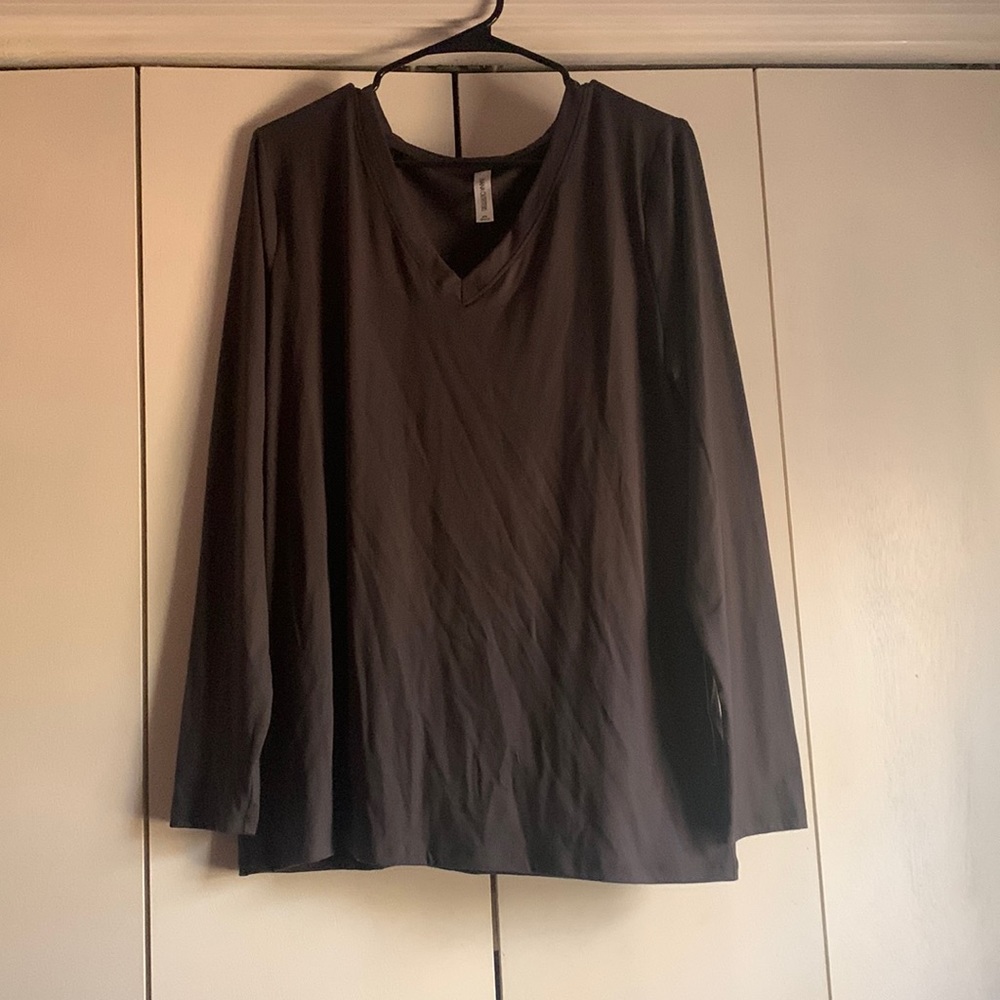 Gray, V-Neck long sleeve tee-never worn
